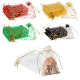 SGERUFZ 50 Stück Organzasäckchen Kleine Organzabeutel Taschen mit Kordelzug...