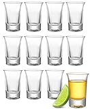 Praknu 12 Schnapsgläser aus Glas 4cl - Spülmaschinenfest - Standfest dank...
