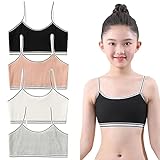 FedMois 4er Pack Mädchen Sport BH Bustier Baumwolle, Grau, Schwarz, weiß und...