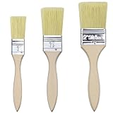 3pcs Holzgriff Pinsel Set - Flachpinsel (1/1,5/2 inch), Lasur- und Lackpinsel...