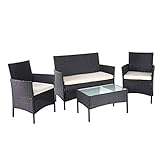 Mendler Poly-Rattan Garten-Garnitur HWC-D82, Sitzgruppe Lounge-Set - schwarz mit...