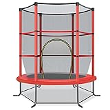 COSTWAY Ø140cm Gartentrampolin mit Sicherheitsnetz, Trampolin bis 45KG...