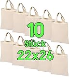 10 STÜCK 22 x 26 cm Baumwolltasche klein – OEKO-TEX® geprüft – Natur...