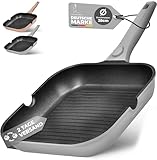 TRAUMLEBEN NEU Grillpfanne 28 cm mit Ausguss & abnehmbarem Griff,...