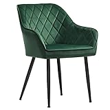 SONGMICS Esszimmerstuhl, Sessel, Loungesessel, mit Armlehne, Bezug aus Samt,...
