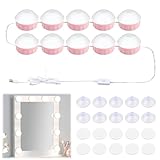 Jinlaili 10 Dimmbar Spiegelleuchte mit 3 Farbe, Hollywood-Stil Dimmbar...