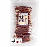CHEWSTER Kaustangen für Hunde mit Ente – Hundeleckerli - 85 Kaurollen für...