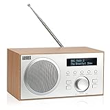 DAB+/FM Radio mit Bluetooth-August MB420-Digitales Küchenradio mit Holzgehäuse...