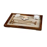 Loveria Zen Garten Schreibtisch, Braun | 28x19cm | Set mit Sand, Teekerzen-Glas,...