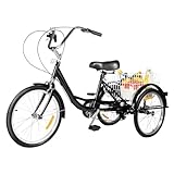 Mqwdxzfes 20 Zoll Dreirad für Erwachsene, 3-Rad-8-Gang-Seniorenfahrrad mit...