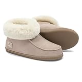 Vanuba Handgemacht Lammfell Hausschuhe Damen - Pantoffeln Damen 38 Beige/Weiß