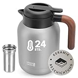 LEBENLANG Thermoskanne 1,5L Keramikbeschichtung - Inkl. Teesieb I 24h Heiß I...