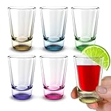 Bunte Shotgläser - 6 x 2,5 cl Kleine Schnapsgläser Set mit schwerem Boden -...