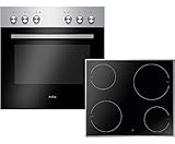Einbauherd Set | Backofen mit Grill und Umluft | Rahmenloses Glaskeramik...