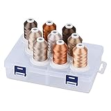 Simthread Polyester Maschinen Stickgarn mit Kunststoff-Aufbewahrungsbox, 9 Braun...