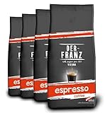 Der-Franz Espresso Kaffee, Intensität 5/5, Arabica und Robusta, ganze Bohne, 4...