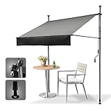 HOMEDEMO Klemmmarkise Markise Balkon (300 cm x 125 cm) Grau mit Handkurbel,...