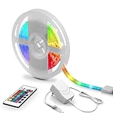 B.K.Licht - LED Strip 5 m mit Fernbedienung, buntes RGB Licht, dimmbar, LED...