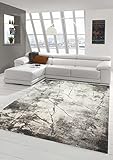 Teppich-Traum DESIGNERTEPPICH Wohnzimmer abstrakte Naturtöne anthrazit grau...