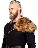 keland Herren Wikinger Fell Schulterüberwurf Schulterfell Kunstfell Mittelalter...