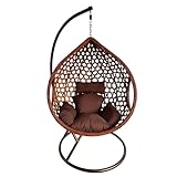 ESTEXO Polyrattan Hängesessel Outdoor Hängestuhl mit Gestell Rattan...
