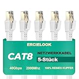 Ercielook Lan Kabel 0,5m-5 Stück - Hochgeschwindigkeits 40 Gbit/s...