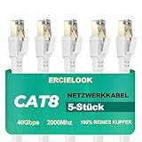 Ercielook Lan Kabel 0,15m (5 Stück) - Hochgeschwindigkeits 40 Gbit/s...