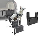 OUUTMEE 4-stufige Hunde-Autotreppe, Klappbar Hunderampe mit Rutschfester...