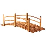 Outsunny Gartenbrücke 1,85 m Holzbrücke begehbar Holzsteg Teichbrücke...