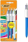 BIC 4 Farben Kugelschreiber Set 4 Colours Original & Fun, 3er Pack, Ideal für...