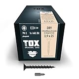 TOX Schnellbauschrauben DRY GG 3,9 x 25 mm, Schrauben schwarz phosphatiert mit...