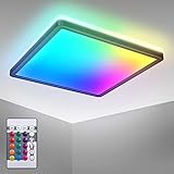 B.K.Licht - LED Deckenlampe mit indirektem Licht, Fernbedienung, buntes RGB+W...