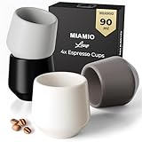 MIAMIO - Espressotassen 4er Set (90 ml) / Tassen aus Keramik ohne Henkel,...