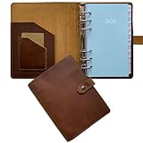 Wochenplaner 2023 - A6 Echtleder Binder Planer für Damen und Herren,...