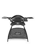 Weber Q2000 Gasgrill, 55 x 39 cm, mit Standfuss & ausklappbaren Seitentischen,...