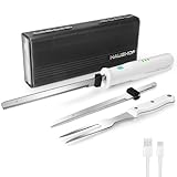 HAUSHOF Elektromesser, Kabelloses Küchenmesser mit 2 Edelstahlklingen,...