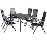 Casaria® Gartenmöbel Set 6 Stühle mit WPC Tisch 140x80cm Aluminium...