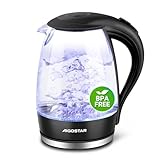 Aigostar Adam - Wasserkocher Glas 1,7 Liter, 2200 Watt, LED-Beleuchtung, 100%...