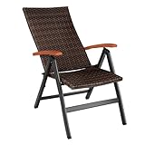 tectake® Alu Polyrattan Gartenstuhl, klappbarer Sessel mit 6-Fach Verstellbarer...