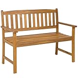 COSTWAY Gartenbank Holz, Holzbank wetterfest, 2-Sitzer Sitzbank aus Akazienholz,...