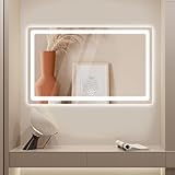 KLGFI Badspiegel mit Beleuchtung, 40x60cm LED Badezimmerspiegel, Spiegel mit...