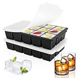 AWAMRWA Eiswürfelbehälter mit Deckel, 2er-Pack Ice Cube Tray, Eiswürfelform...
