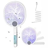 WOCVRYY Elektrische Fliegenklatsche 4000V 1800mAh 3 in 1 Automatische...