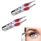 Pinzette mit LED-Licht, professionelle Pinzette, beleuchtet, Augenbrauenpinzette...