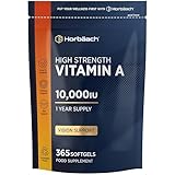 Vitamin A Hochdosiert 10000 IE | 1 Jahr Vorrat | Augenvitamine | Retinol für...