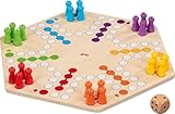 goki 56298 – Ludo für bis zu 6 Spieler aus Holz – Gesellschaftsspiel im...