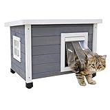 Kerbl Katzenhaus Rustica aus Holz, Schwingtüre mit Lamellen, Plexiglasfenster,...