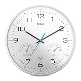 Mebus Moderne Funk-Wanduhr mit Temperaturanzeige und Luftfeuchtigkeit, 30 cm,...