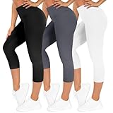 TNNZEET 3er Pack Capri Leggings Damen 3/4 für Sport, 7/8 Leggins High Waist...