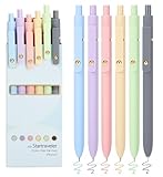 FIOVER Farbstifte, 6 Stück, bunte Gelstifte, mittlere Spitze 0,7 mm, glattes...